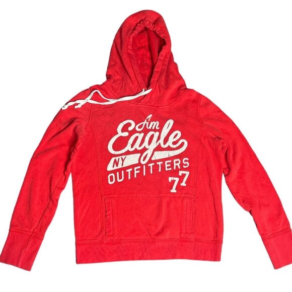 American Eagle Outfitters Red Hoodie M/M - Am Eagle NY Outfitters 77 Cozy Warm - Picture 1 of 10